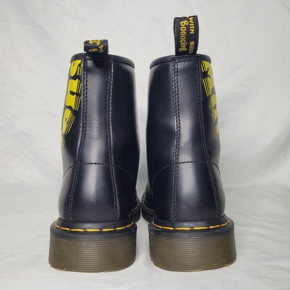 Dr. Martens 1b89 logo black/yellow leather boots - Picture 5 of 8